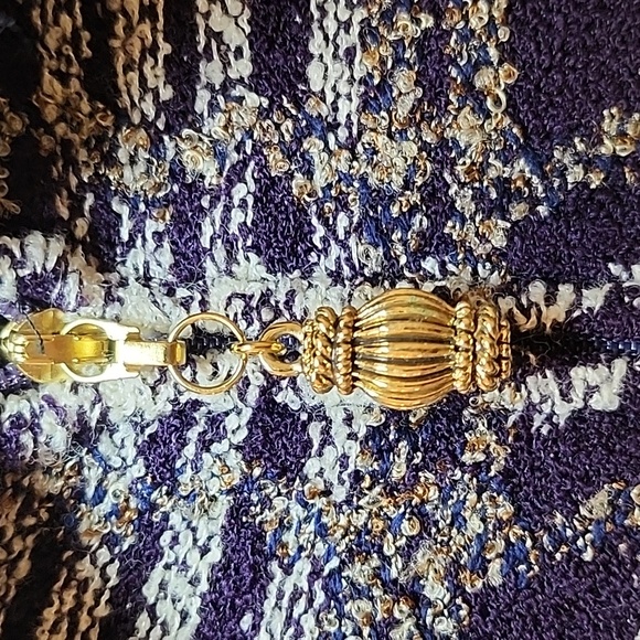 St. John Collection Tweed Iconic  plaid print Jacket Purple White Sz 10 - Picture 10 of 16